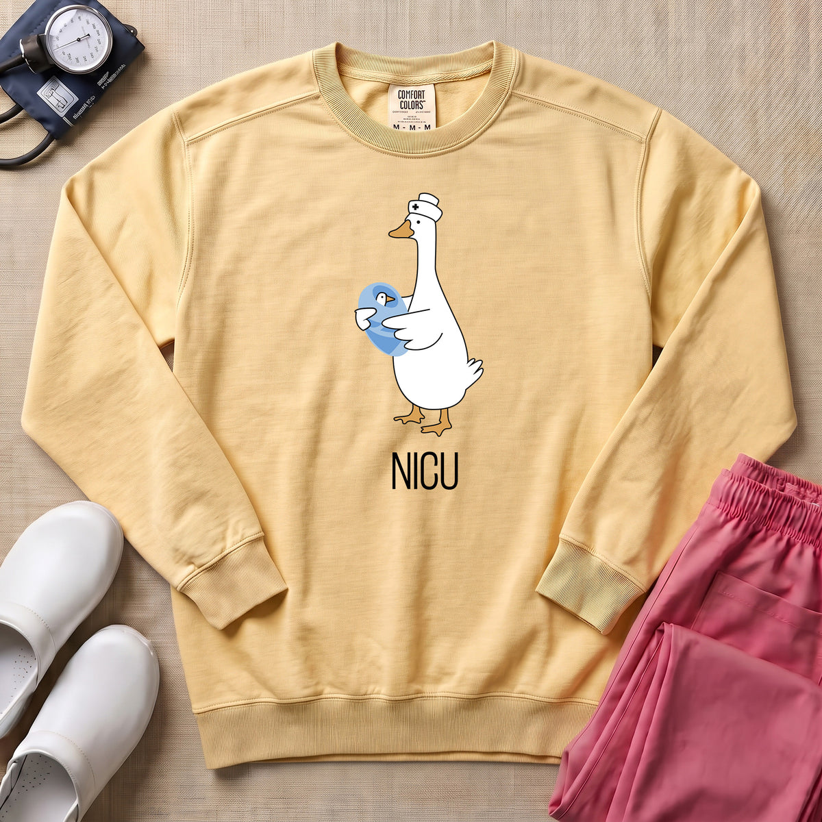 Cute Silly Goose NICU Nurse Sweatshirt - Butter Comfort Colors Sweatshirt | HugTee