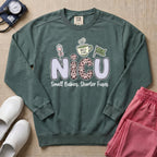 NICU Small Babies Shorter Fuses Funny Coffee Nurse Sweatshirt - Blue Spruce Comfort Colors Sweatshirt | HugTee