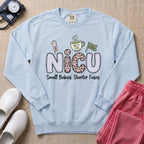 NICU Small Babies Shorter Fuses Funny Coffee Nurse Sweatshirt - Chambray Comfort Colors Sweatshirt | HugTee