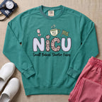 NICU Small Babies Shorter Fuses Funny Coffee Nurse Sweatshirt - Seafoam Comfort Colors Sweatshirt | HugTee