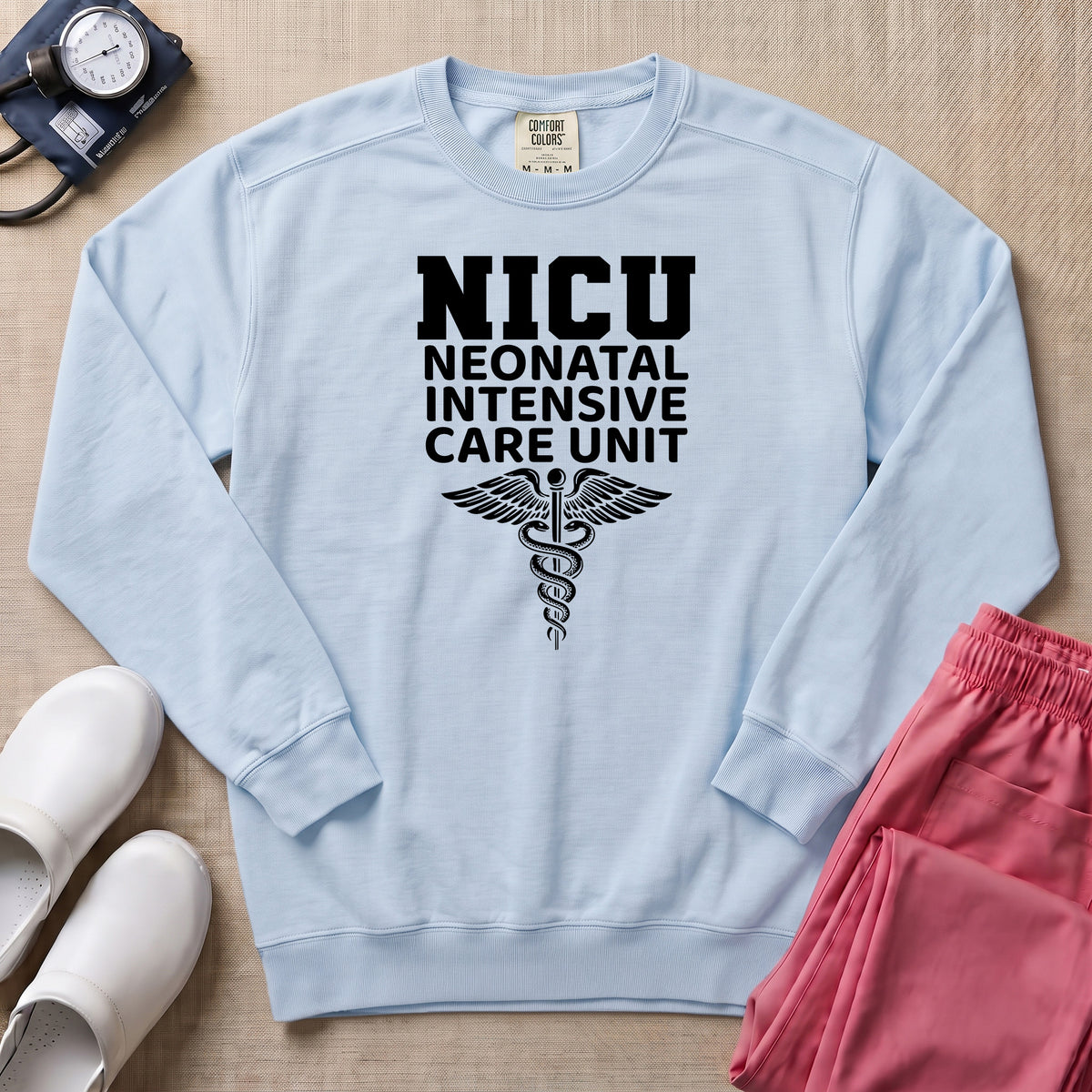 Classic NICU Neonatal Intensive Care Unit Sweatshirt - Chambray Comfort Colors Sweatshirt | HugTee