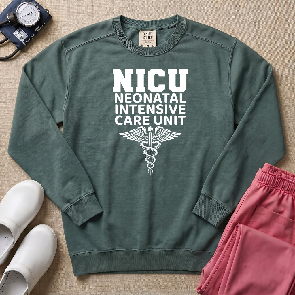 Classic NICU Neonatal Intensive Care Unit Sweatshirt - Blue Spruce Comfort Colors Sweatshirt | HugTee