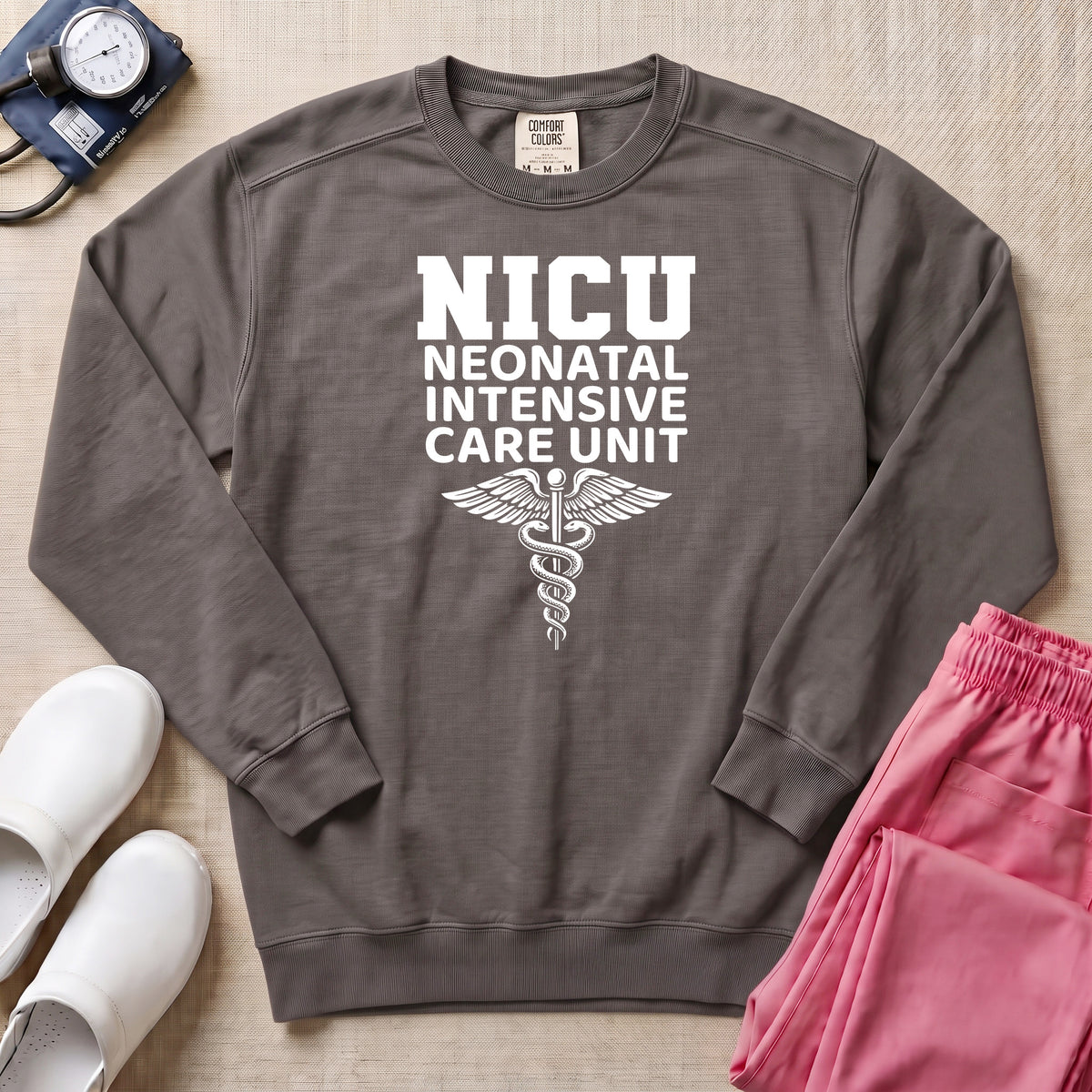 Classic NICU Neonatal Intensive Care Unit Sweatshirt - Pepper Lifestyle Hero Mockup | HugTee