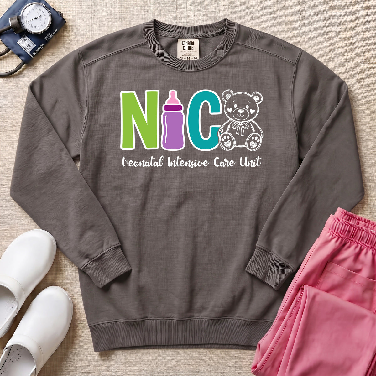 Cute Teddy Bear Neonatal Intensive Care Unit NICU Sweatshirt - Pepper Lifestyle Hero Mockup | HugTee