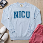Classic Collegiate NICU Nurse Sweatshirt - Chambray Comfort Colors Sweatshirt | HugTee