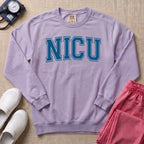 Classic Collegiate NICU Nurse Sweatshirt - Orchid Comfort Colors Sweatshirt | HugTee