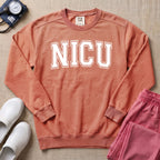 Classic Collegiate NICU Nurse Sweatshirt - Terracotta Comfort Colors Sweatshirt | HugTee