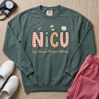 NICU Tiny Humans Massive Attitudes Funny Nurse Sweatshirt - Blue Spruce Comfort Colors Sweatshirt | HugTee
