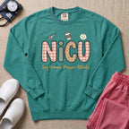NICU Tiny Humans Massive Attitudes Funny Nurse Sweatshirt - Seafoam Comfort Colors Sweatshirt | HugTee