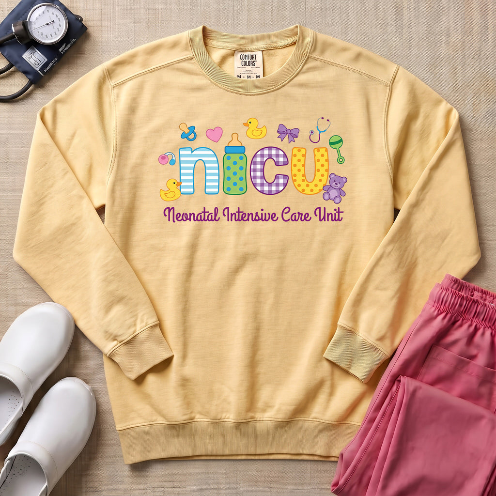 Cute Neonatal Intensive Care Unit NICU Sweatshirt - Butter Comfort Colors Sweatshirt | HugTee