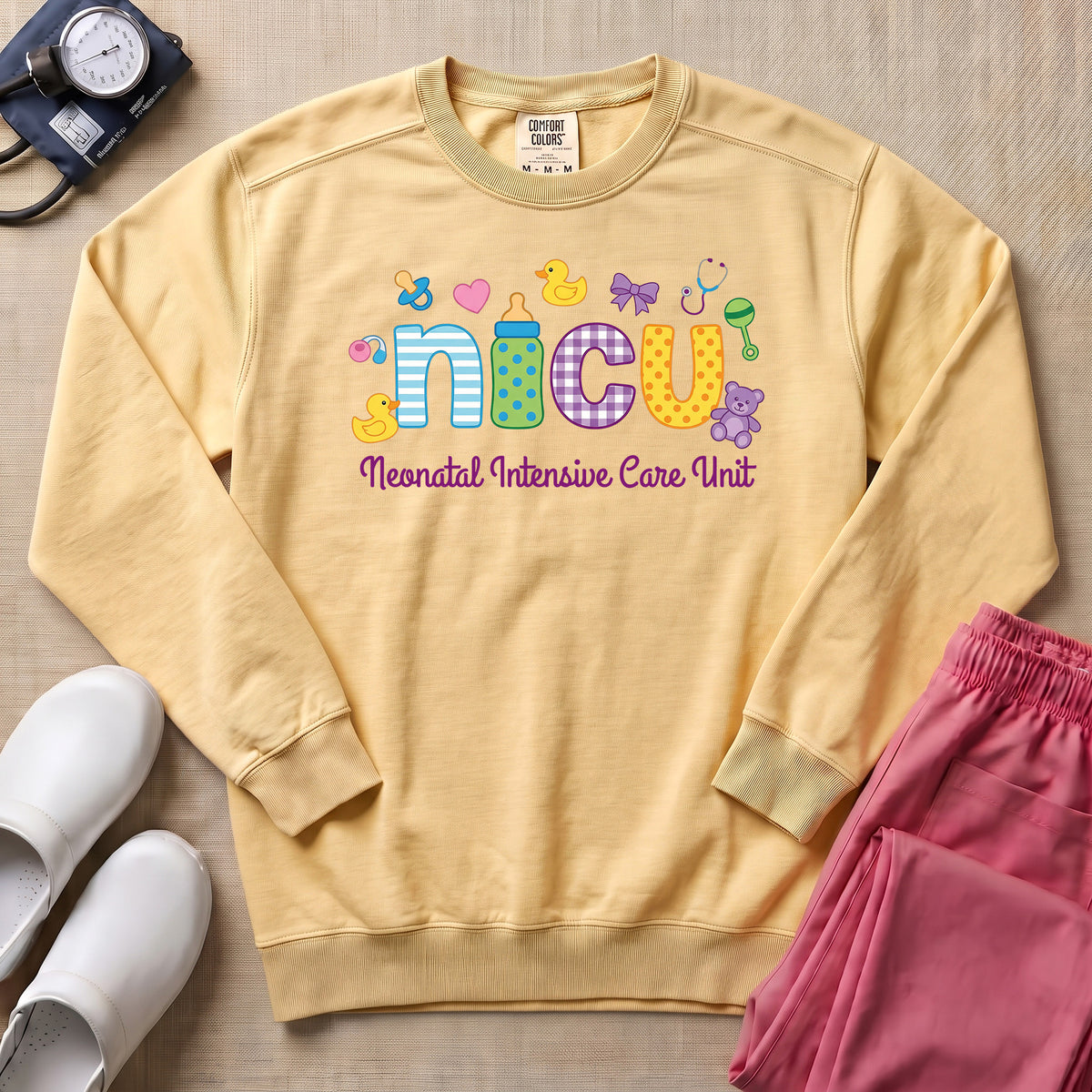 Cute Neonatal Intensive Care Unit NICU Sweatshirt - Butter Comfort Colors Sweatshirt | HugTee