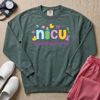 Cute Neonatal Intensive Care Unit NICU Sweatshirt - Blue Spruce Comfort Colors Sweatshirt | HugTee