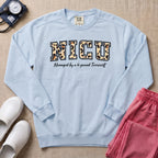 Funny Leopard Print NICU Nurse 4-Pound Terrorist Sweatshirt - Chambray Comfort Colors Sweatshirt | HugTee