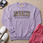 Funny Leopard Print NICU Nurse 4-Pound Terrorist Sweatshirt - Orchid Comfort Colors Sweatshirt | HugTee
