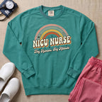 Retro Rainbow NICU Nurse Tiny Humans Sweatshirt - Seafoam Comfort Colors Sweatshirt | HugTee