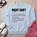 Funny Night Shift Nurse Definition Sweatshirt - Chambray Comfort Colors Sweatshirt | HugTee