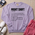 Funny Night Shift Nurse Definition Sweatshirt - Orchid Comfort Colors Sweatshirt | HugTee