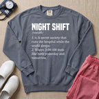 Funny Night Shift Nurse Definition Sweatshirt - Blue Jean Comfort Colors Sweatshirt | HugTee