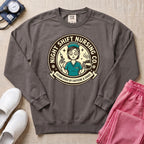 Funny Retro Night Shift Caffeine & Chaos Nurse Sweatshirt - Pepper Lifestyle Hero Mockup | HugTee