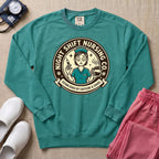 Funny Retro Night Shift Caffeine & Chaos Nurse Sweatshirt - Seafoam Comfort Colors Sweatshirt | HugTee