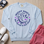 Retro Night Shift Thrive in Chaos Nurse Sweatshirt - Chambray Comfort Colors Sweatshirt | HugTee