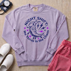 Retro Night Shift Thrive in Chaos Nurse Sweatshirt - Orchid Comfort Colors Sweatshirt | HugTee