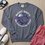 Retro Night Shift Thrive in Chaos Nurse Sweatshirt - Blue Jean Comfort Colors Sweatshirt | HugTee