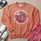 Retro Night Shift Thrive in Chaos Nurse Sweatshirt - Terracotta Comfort Colors Sweatshirt | HugTee