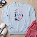 Nurse Hero Word Art Face Sweatshirt - Chambray Comfort Colors Sweatshirt | HugTee