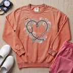Boho Floral Stethoscope Heart Nurse Gift Sweatshirt - Terracotta Comfort Colors Sweatshirt | HugTee