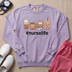Cute Coffee Lover Nurse Fuel Hashtag Nurse Life Sweatshirt - Orchid Comfort Colors Sweatshirt | HugTee