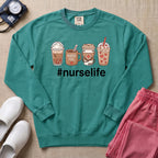 Cute Coffee Lover Nurse Fuel Hashtag Nurse Life Sweatshirt - Seafoam Comfort Colors Sweatshirt | HugTee