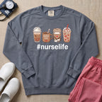 Cute Coffee Lover Nurse Fuel Hashtag Nurse Life Sweatshirt - Blue Jean Comfort Colors Sweatshirt | HugTee