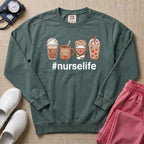 Cute Coffee Lover Nurse Fuel Hashtag Nurse Life Sweatshirt - Blue Spruce Comfort Colors Sweatshirt | HugTee