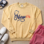 Minimalist Stethoscope Heartbeat Nurse Gift Sweatshirt - Butter Comfort Colors Sweatshirt | HugTee