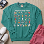 Funny Nursing Slang Alphabet Sweatshirt - Seafoam Comfort Colors Sweatshirt | HugTee