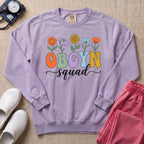 OBGYN Squad Retro Floral Sweatshirt - Orchid Comfort Colors Sweatshirt | HugTee