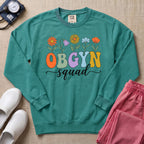 OBGYN Squad Retro Floral Sweatshirt - Seafoam Comfort Colors Sweatshirt | HugTee