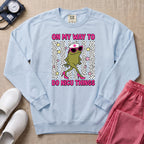 Funny Sassy Frog On My Way To Do NICU Things Nurse Sweatshirt - Chambray Comfort Colors Sweatshirt | HugTee