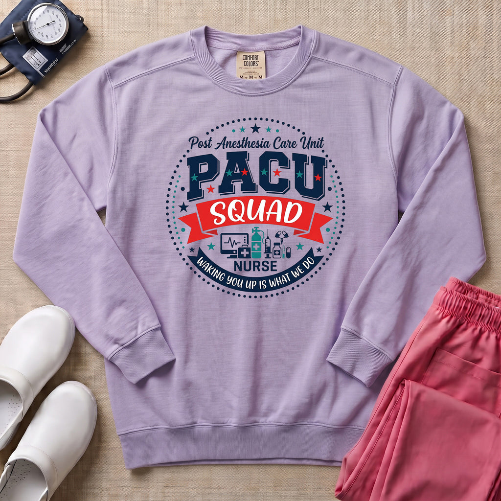 PACU Squad Post Anesthesia Care Unit Nurse Sweatshirt - Orchid Comfort Colors Sweatshirt | HugTee