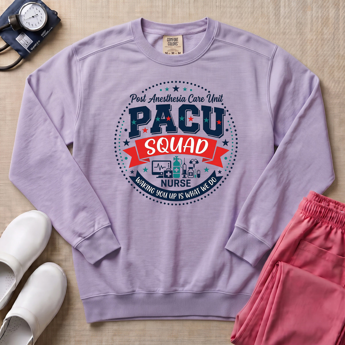 PACU Squad Post Anesthesia Care Unit Nurse Sweatshirt - Orchid Comfort Colors Sweatshirt | HugTee