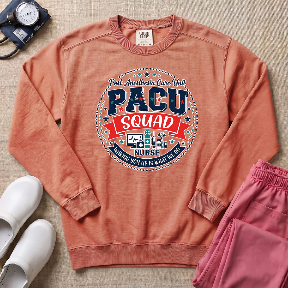 PACU Squad Post Anesthesia Care Unit Nurse Sweatshirt - Terracotta Comfort Colors Sweatshirt | HugTee