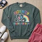 Patiently Waiting For 10 CM Rainbow L&D Nurse Midwife Sweatshirt - Blue Spruce Comfort Colors Sweatshirt | HugTee