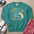 Patiently Waiting For 10 CM Rainbow L&D Nurse Midwife Sweatshirt - Seafoam Comfort Colors Sweatshirt | HugTee