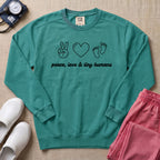 Peace Love & Tiny Humans L&D and NICU Nurse Sweatshirt - Seafoam Comfort Colors Sweatshirt | HugTee