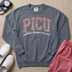 Floral PICU Pediatric Intensive Care Unit Nurse Sweatshirt - Blue Jean Comfort Colors Sweatshirt | HugTee