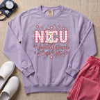 Cute Pink Gingham Duck NICU Nurse Sweatshirt - Orchid Comfort Colors Sweatshirt | HugTee