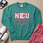 Cute Pink Gingham Duck NICU Nurse Sweatshirt - Seafoam Comfort Colors Sweatshirt | HugTee