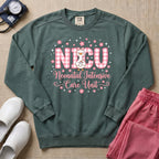 Cute Pink Gingham Duck NICU Nurse Sweatshirt - Blue Spruce Comfort Colors Sweatshirt | HugTee