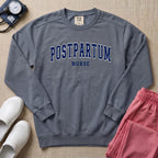Classic Collegiate Postpartum Nurse Sweatshirt - Blue Jean Comfort Colors Sweatshirt | HugTee